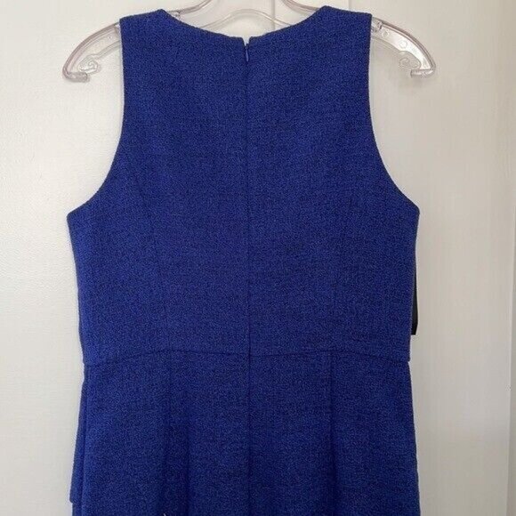 NWT BADGLEY MISCHKA Peplum-detail Dress In Electric Blue Size 12 - Picture 8 of 12